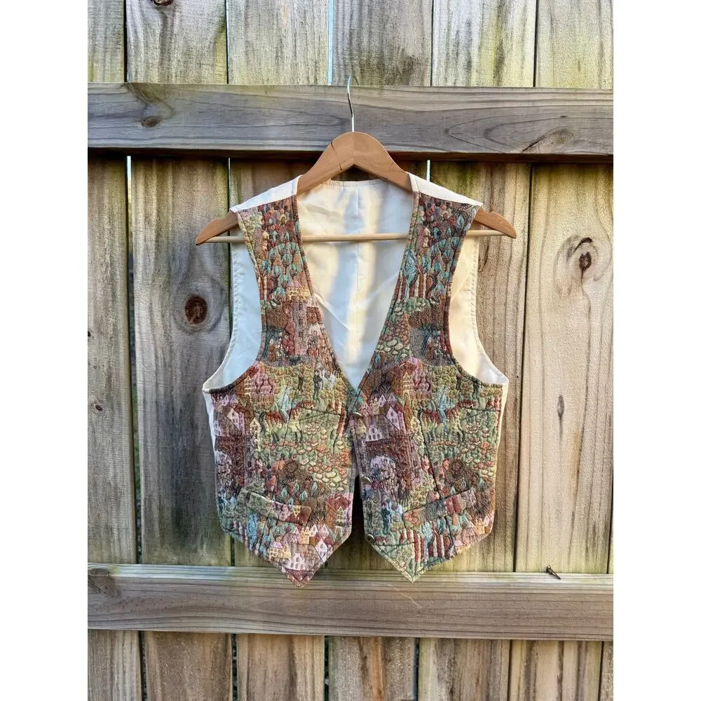 Vintage Tapestry Vest – Fitted 90s Cool Girl Layer - Picture 2 of 9